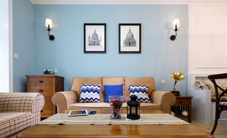 现代美式风格三居室沙发背景墙装修效果图