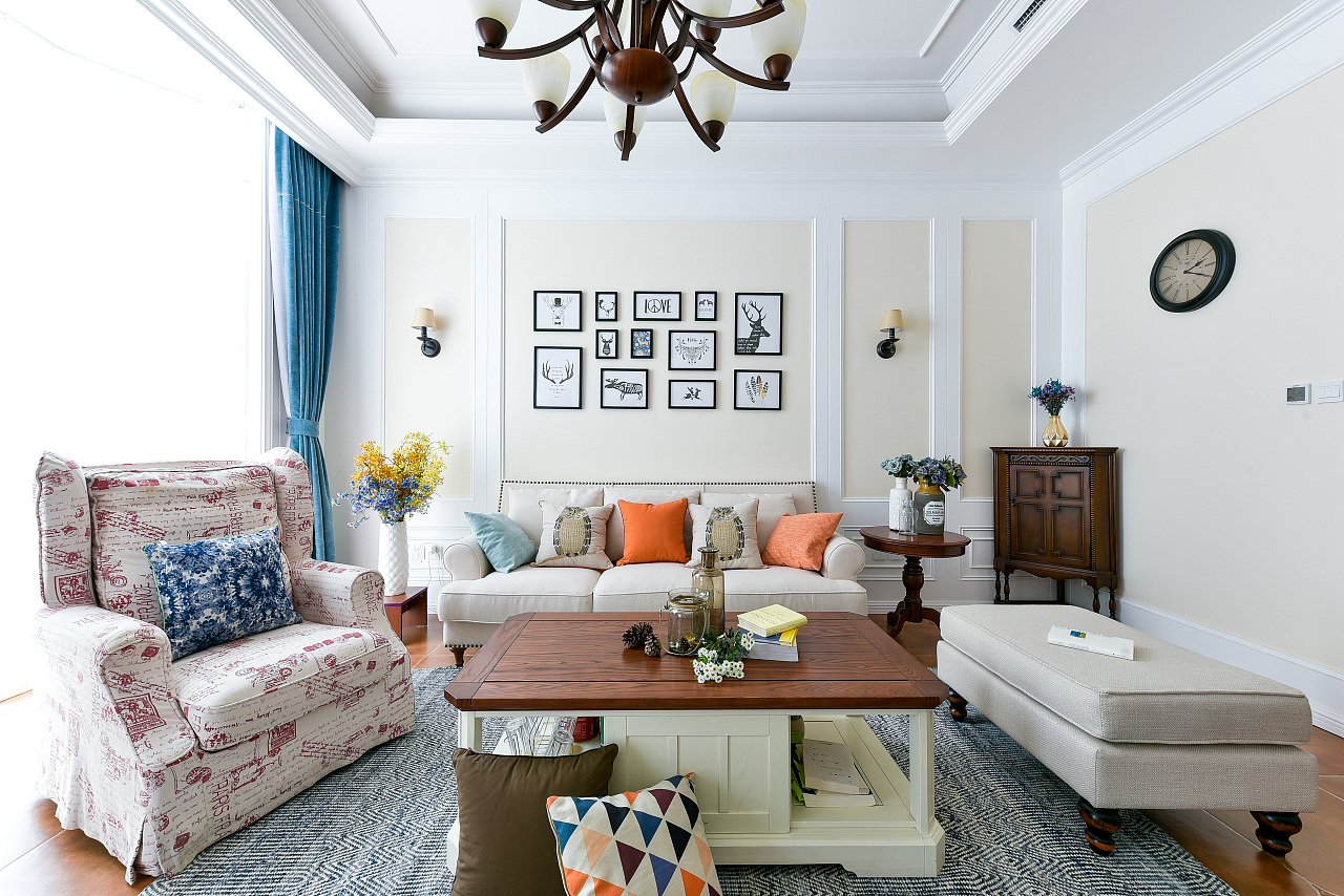 美式风格别墅沙发背景墙装修设计效果图