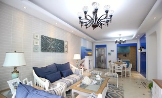 地中海风格三居室沙发背景墙装修效果图
