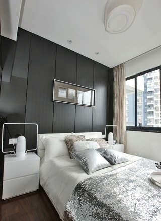 黑白现代简约卧室装修效果图