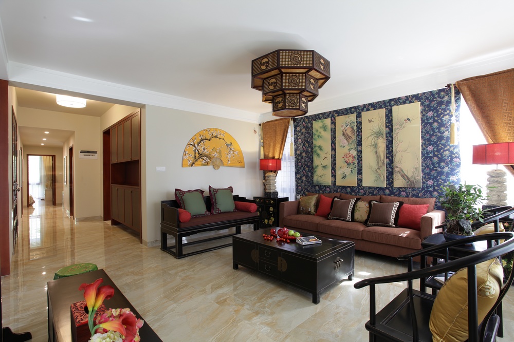中式风格别墅客厅装修效果图
