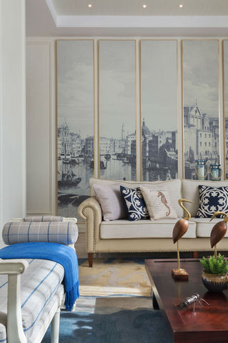 地中海风格别墅沙发背景墙装修效果图