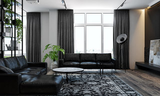 黑色系现代公寓客厅装修效果图