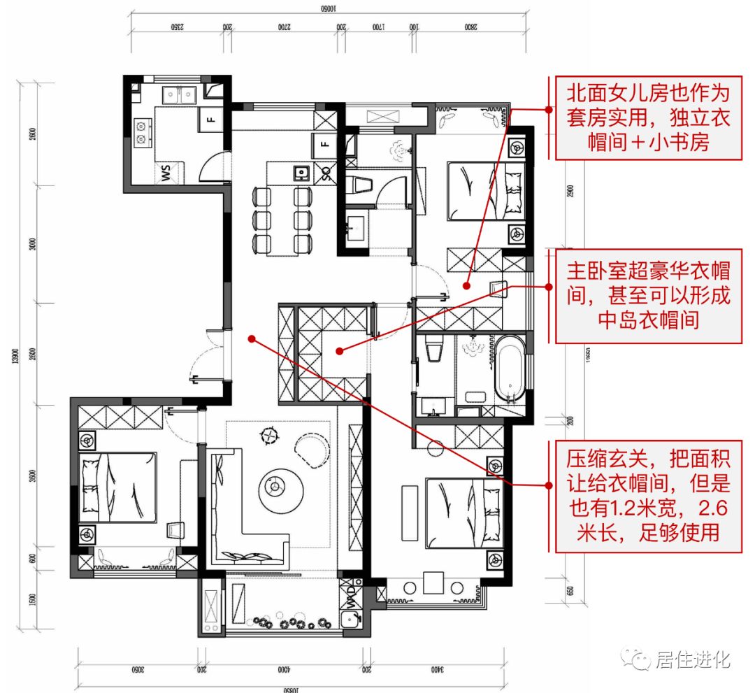 大进深户型面积浪费的三个解决方案南北通双客厅还有四分离