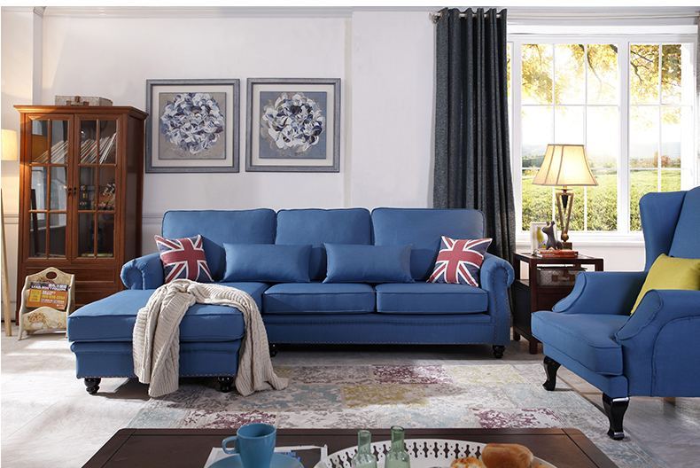 藏蓝色沙发搭配效果图图片