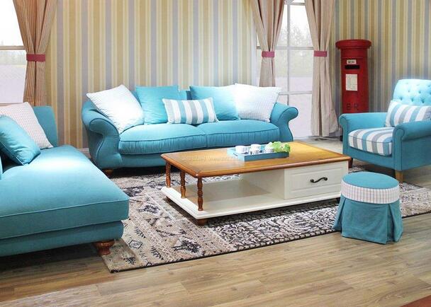 蓝色沙发配什么颜色窗帘