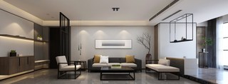 简约新中式沙发背景墙装修效果图