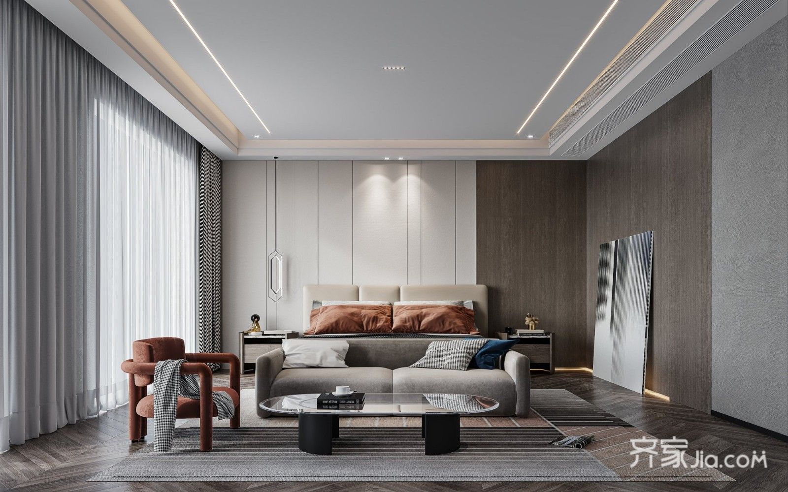 普通石膏板吊顶,空间小还是做的无主灯设计.