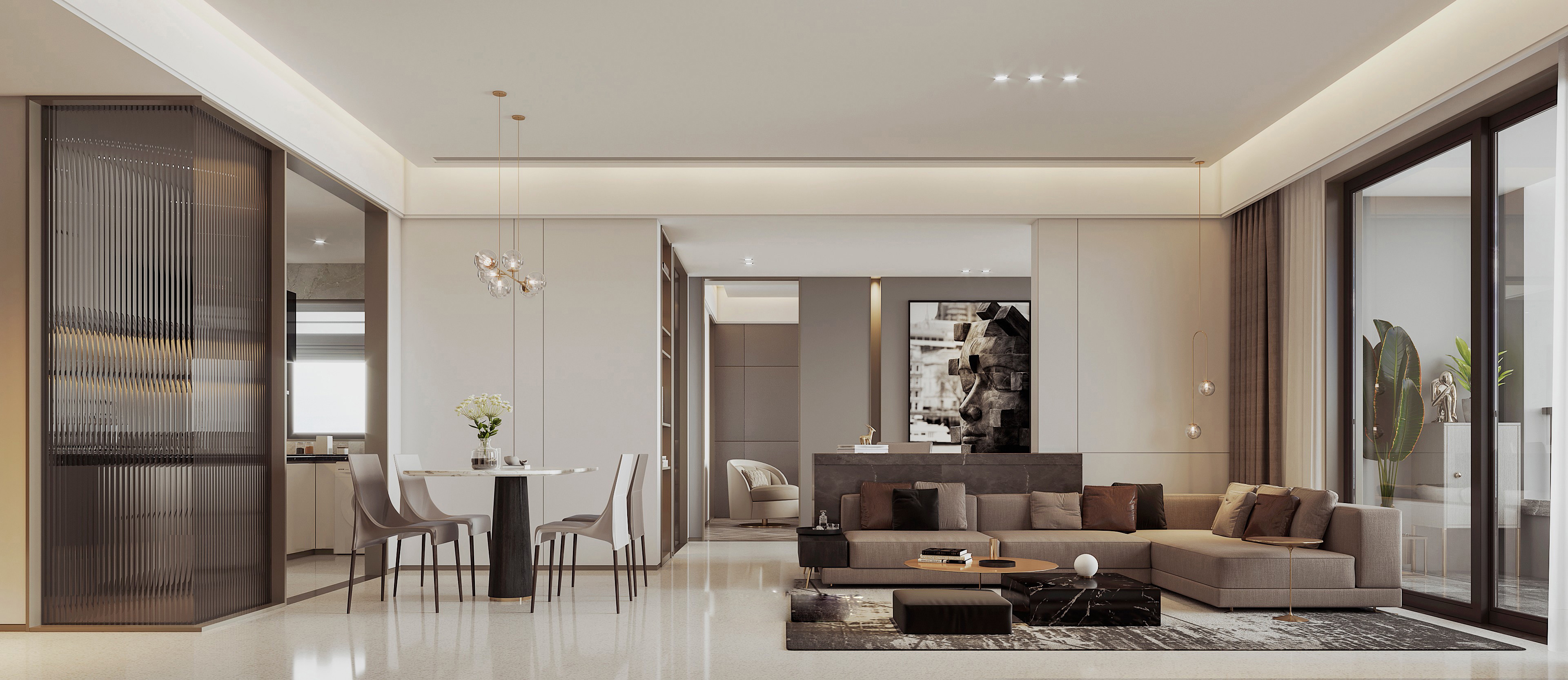 22万119平米后现代四房装修效果图,现代轻奢装修案例效果图-齐家装修