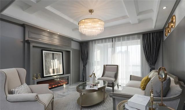 黄石装修180㎡轻奢美式风格,高级灰完美诠释优雅质感!